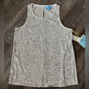Cece Sequin Keyhole Back Tank-Size Medium